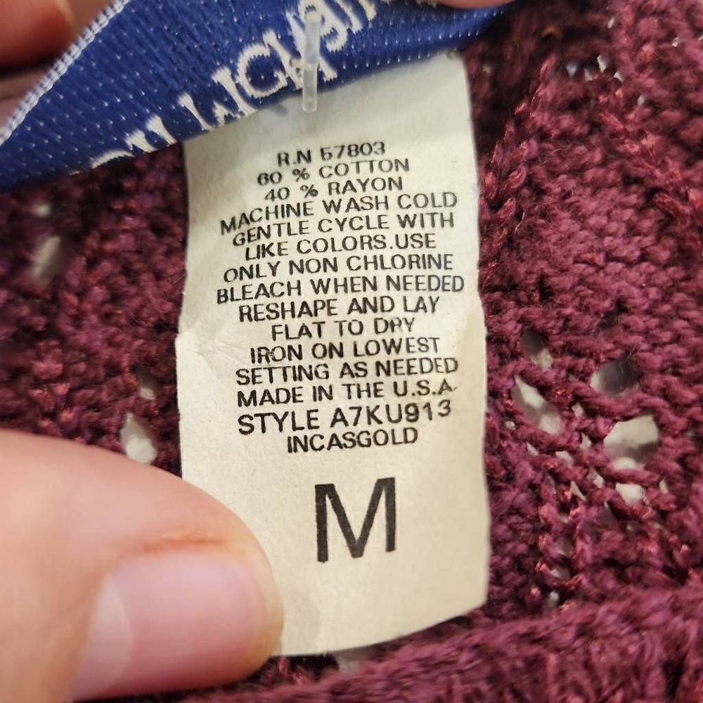 Norton McNaughton Women's Berry Color Open Knit Eyelet Pullover Sweater Medium N - Picture 4 of 10